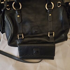Dooney & Bourke Black Shoulder Bag with Gold Hardware